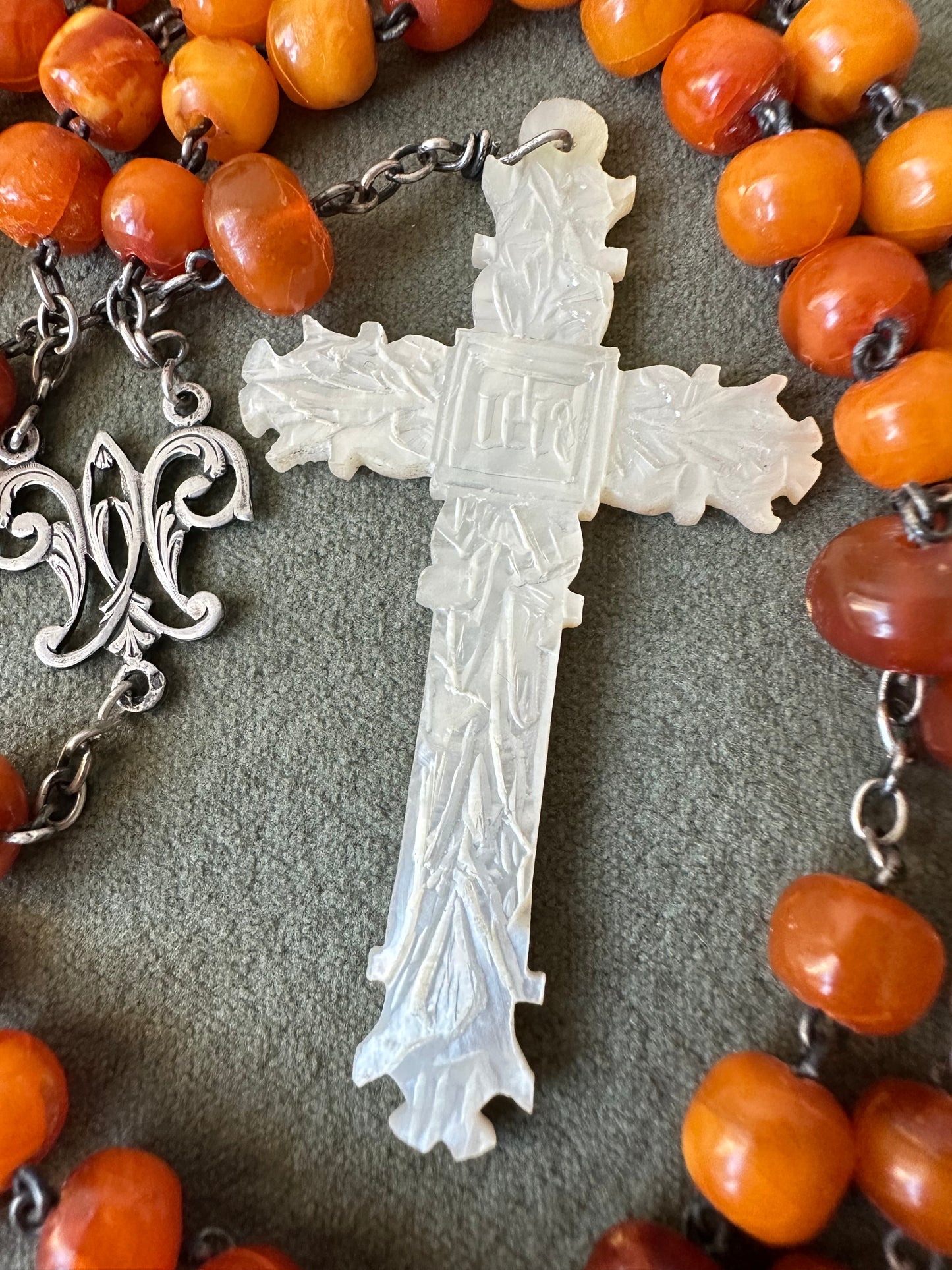 Baltic Amber Rosary and Mother of Pearl