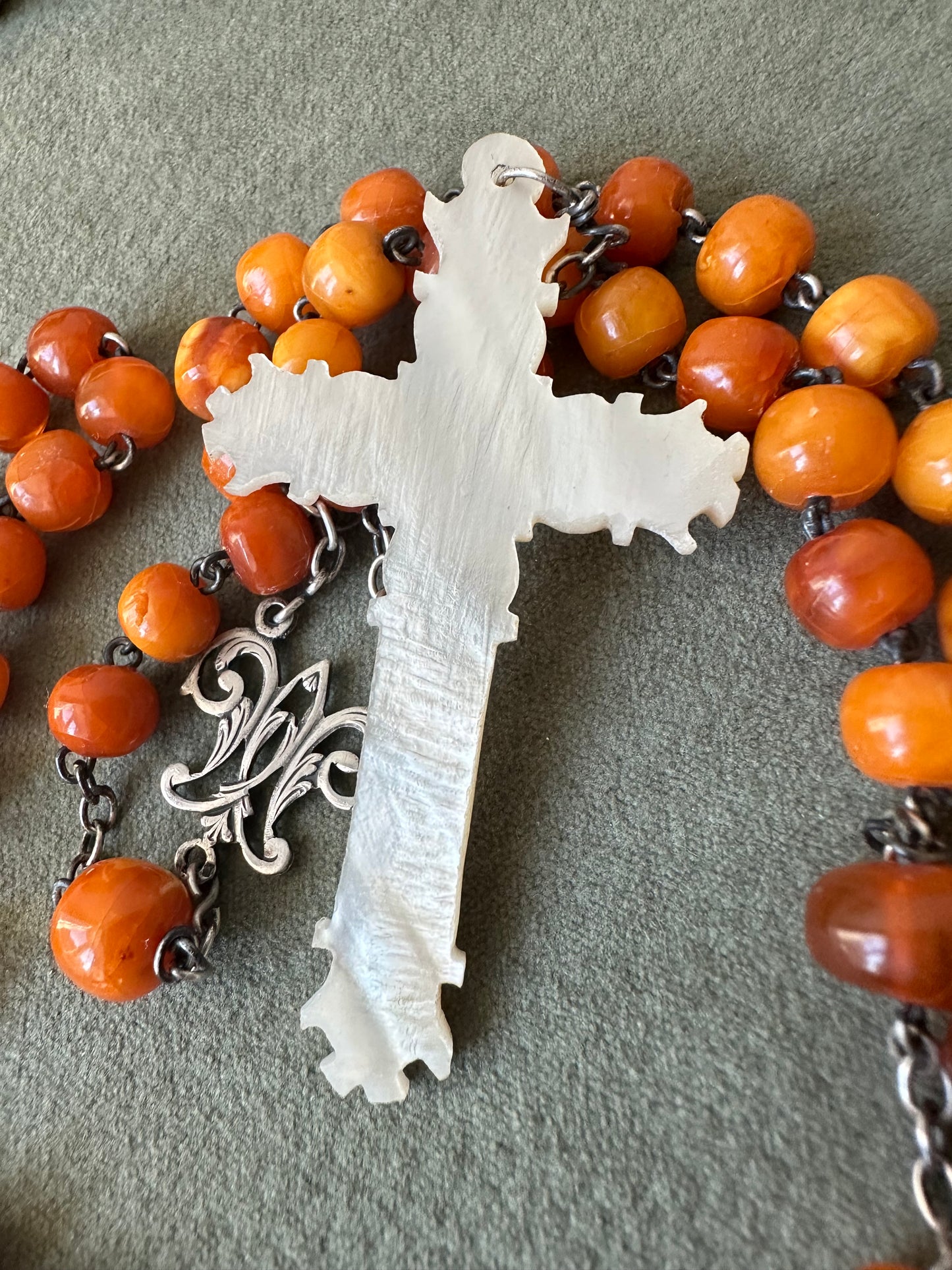 Baltic Amber Rosary and Mother of Pearl