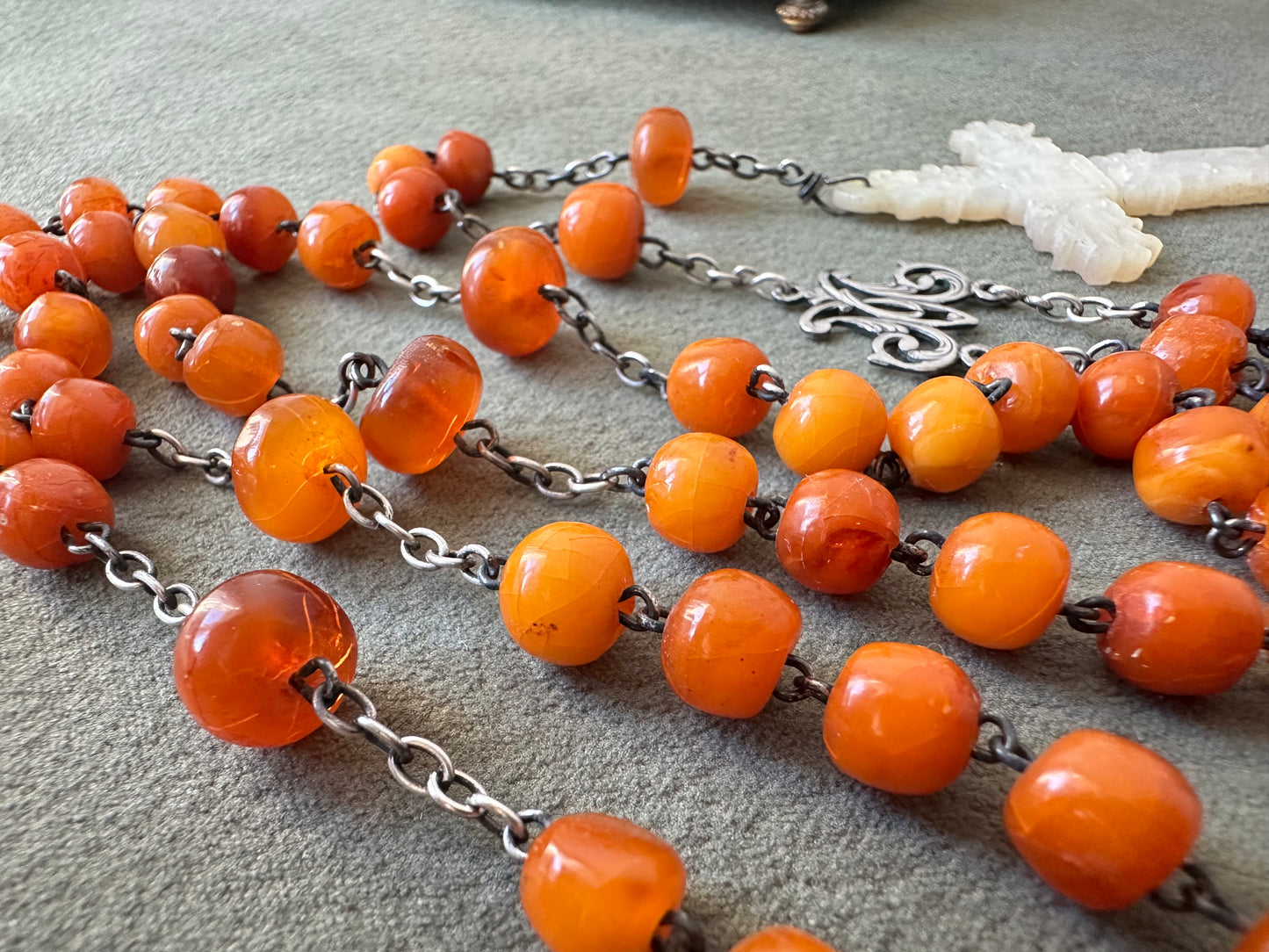 Baltic Amber Rosary and Mother of Pearl