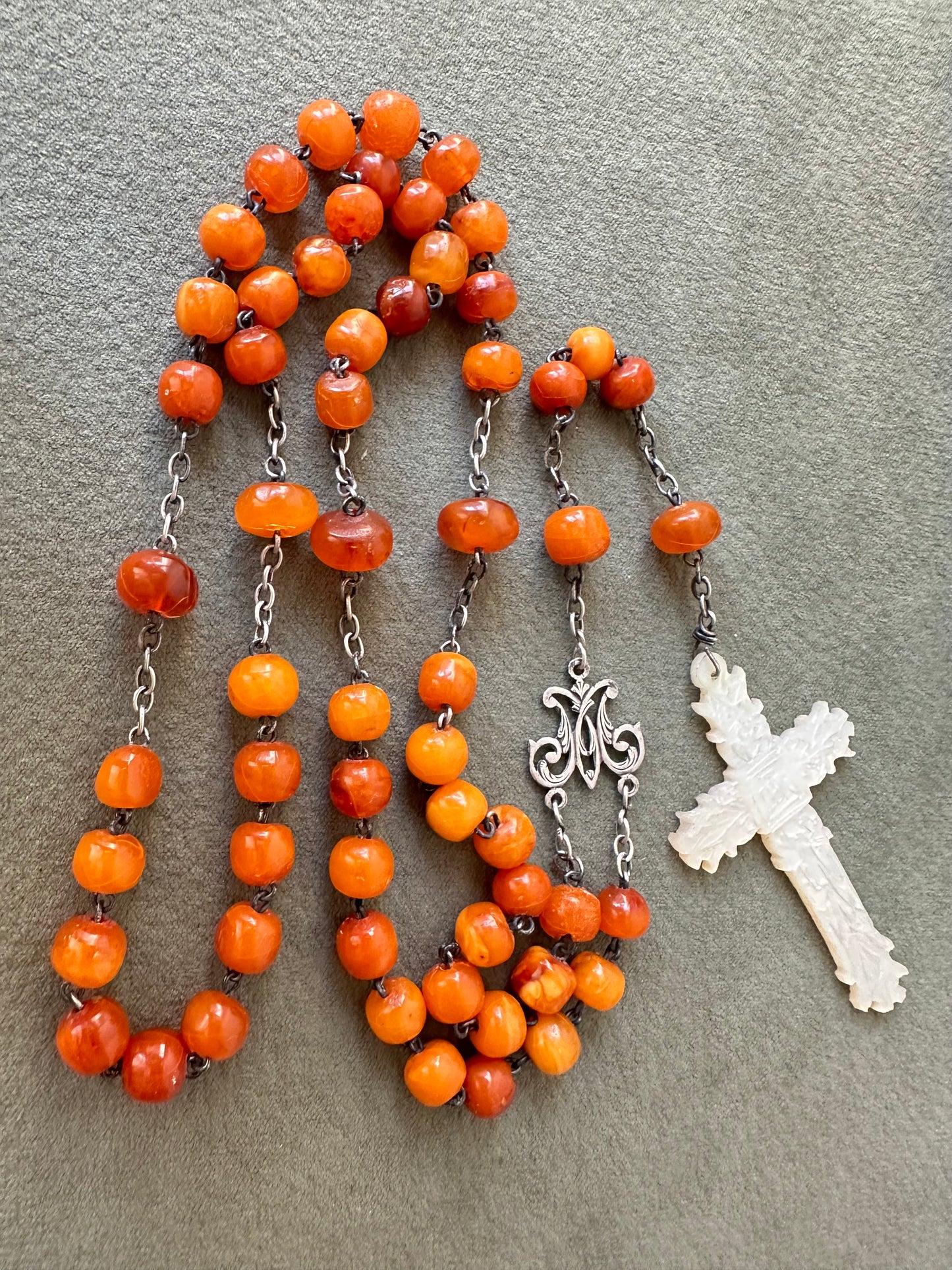 Baltic Amber Rosary and Mother of Pearl