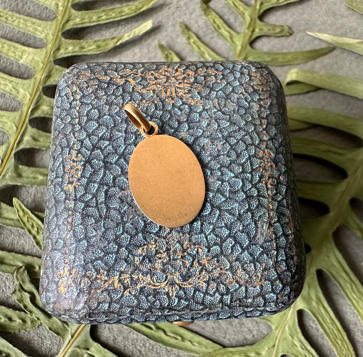 Blue Enamels and 18K Gold Pendant