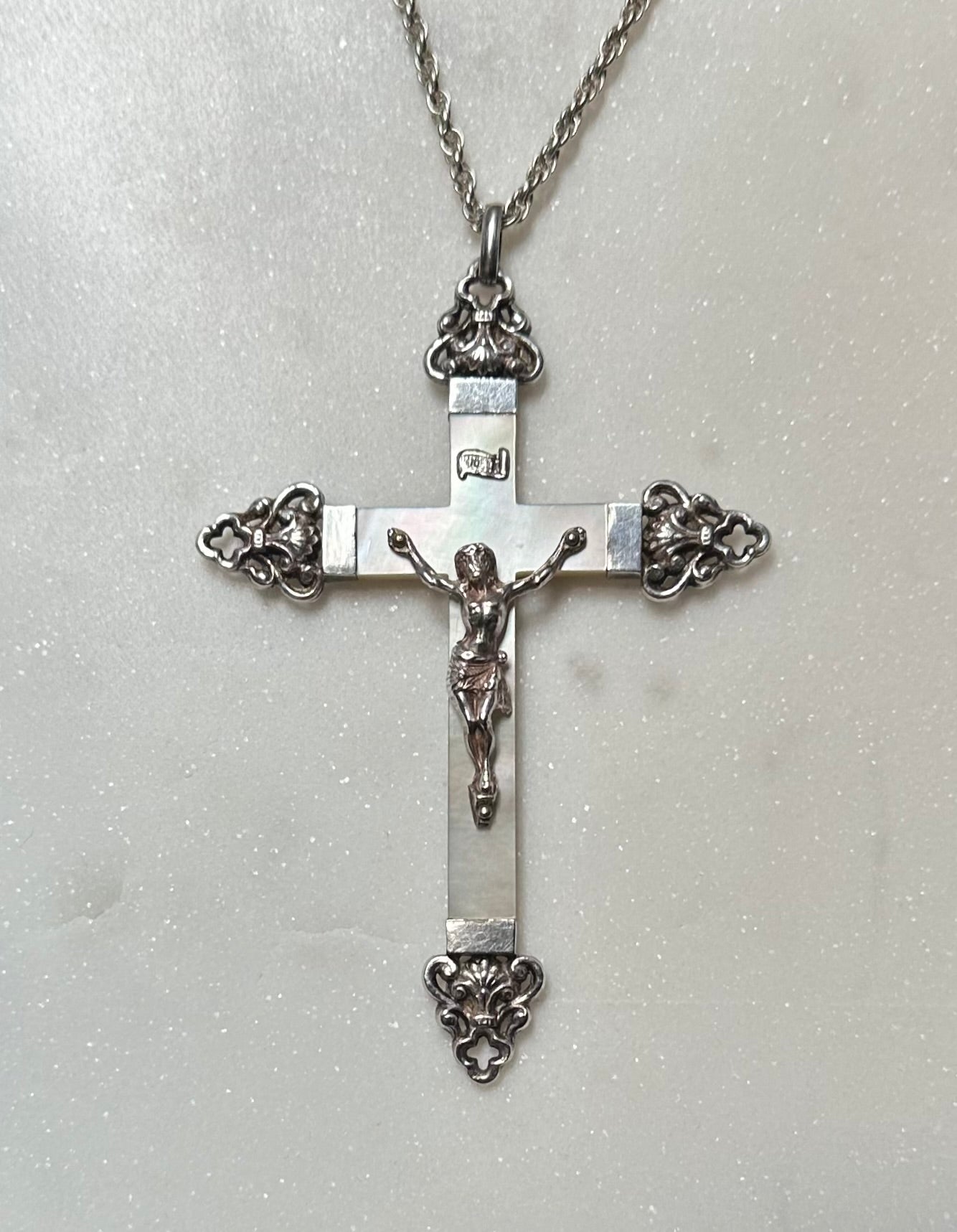 Mother of Pearl and Silver Cross