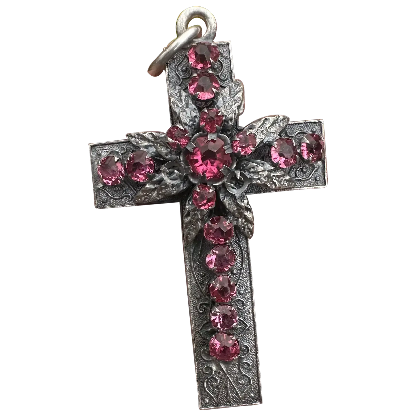 Pendentif Victorien Strass Rose