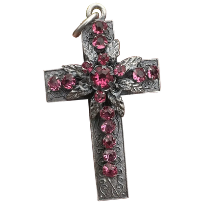 Pendentif Victorien Strass Rose