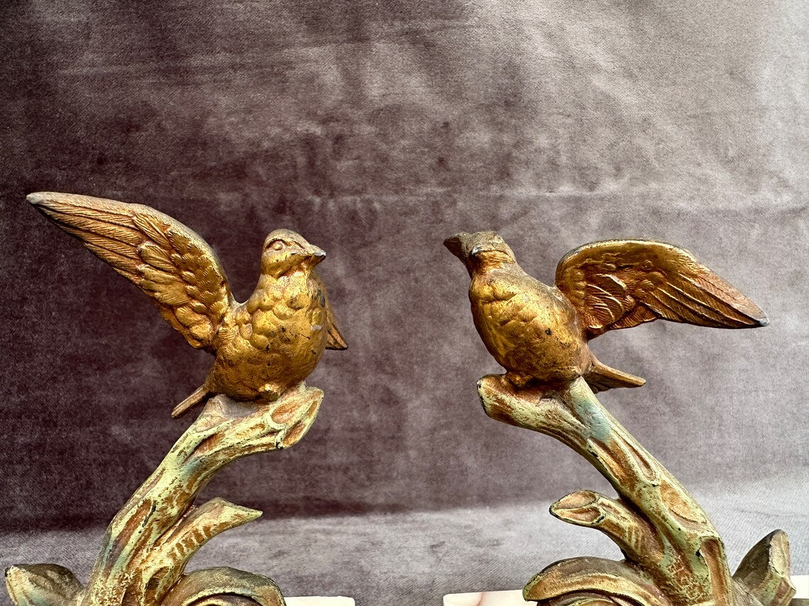 French Art Deco Pair of Bookends of Birds
