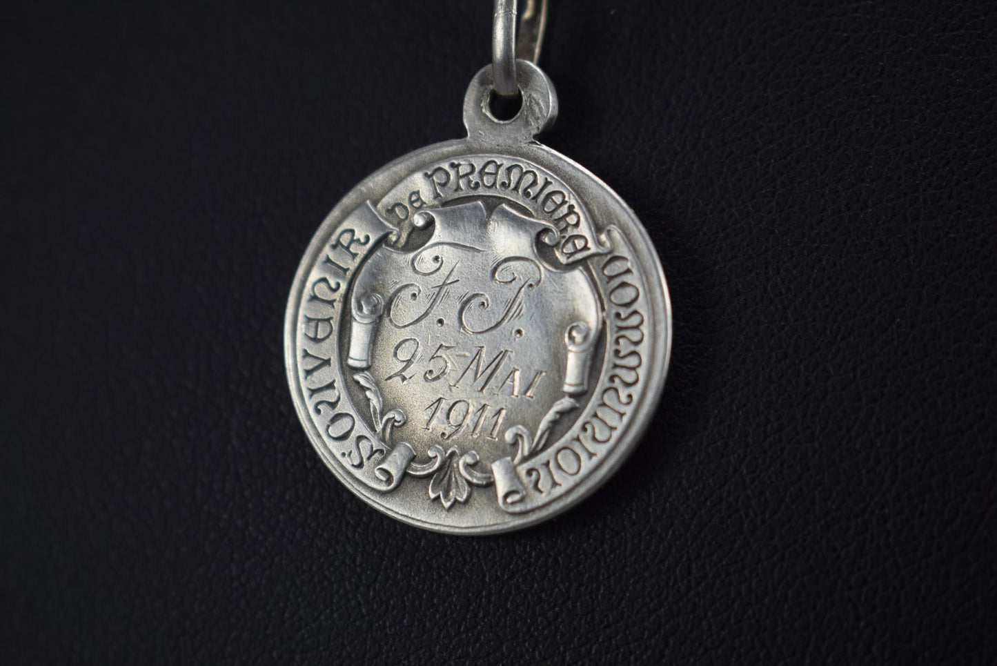 Art Nouveau Sterling Silver Communion Medallion Pendant