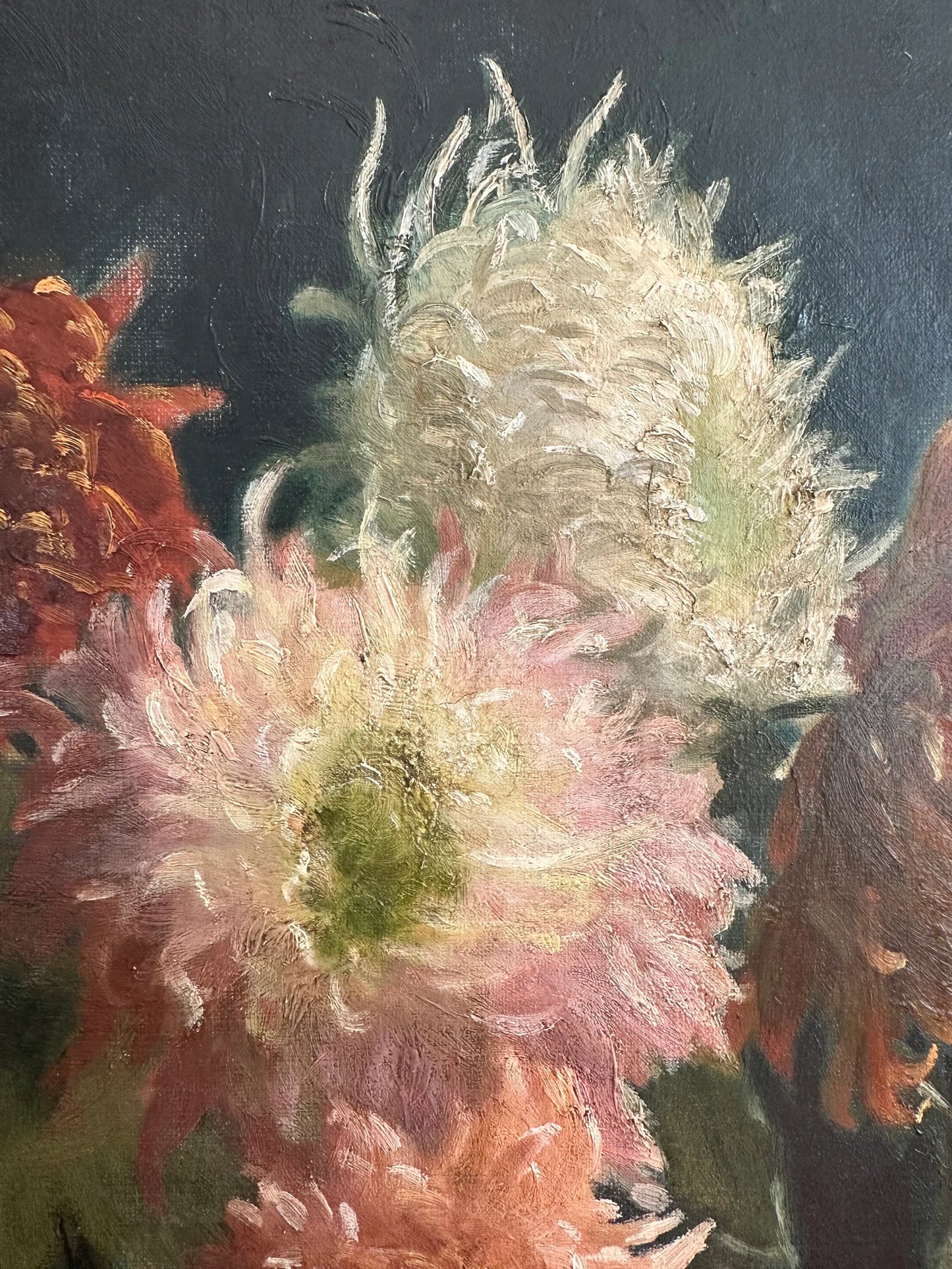 Impressionist Dahlia Oil Painting