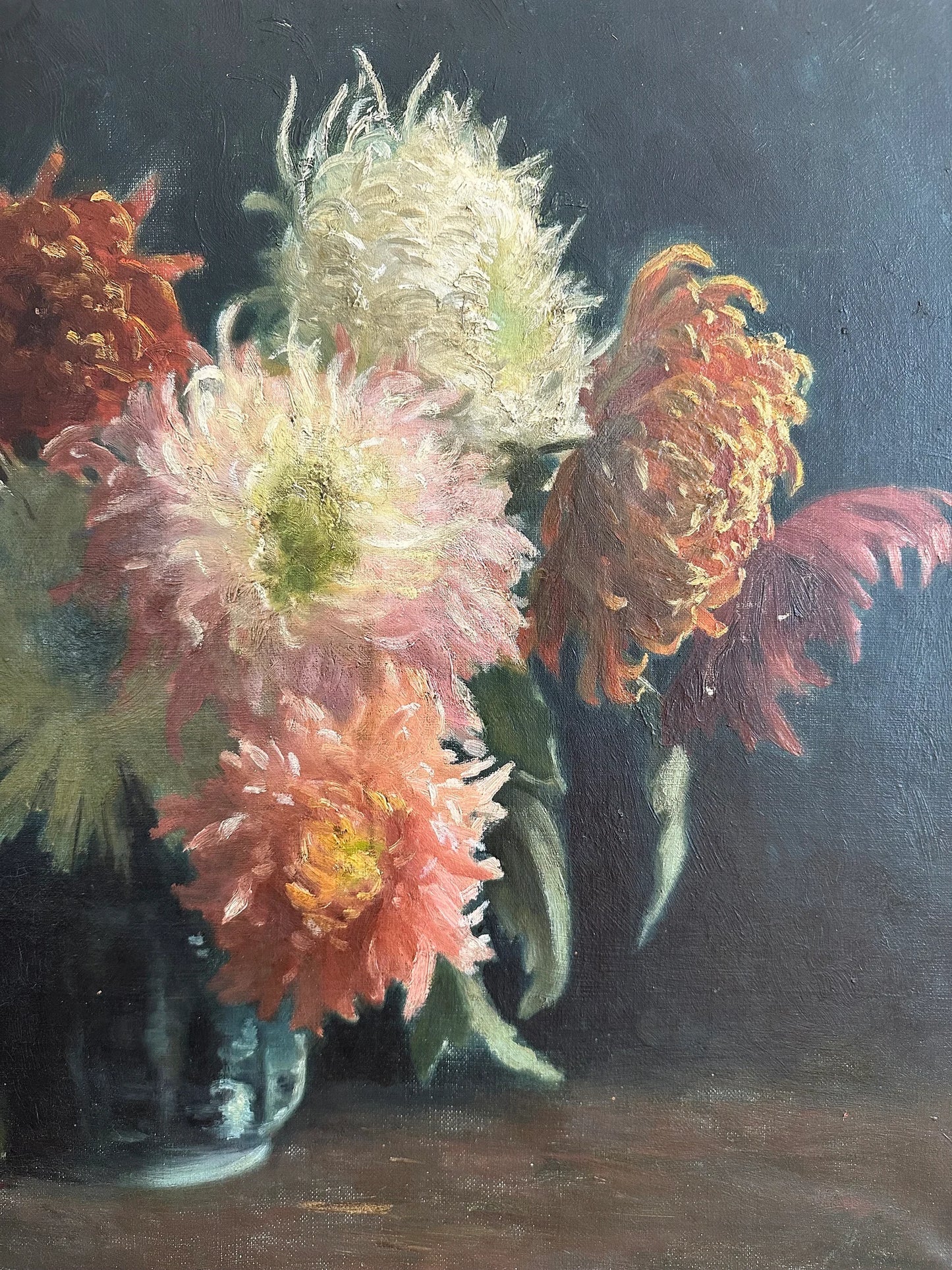 Impressionist Dahlia Oil Painting