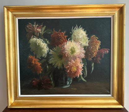 Impressionist Dahlia Oil Painting