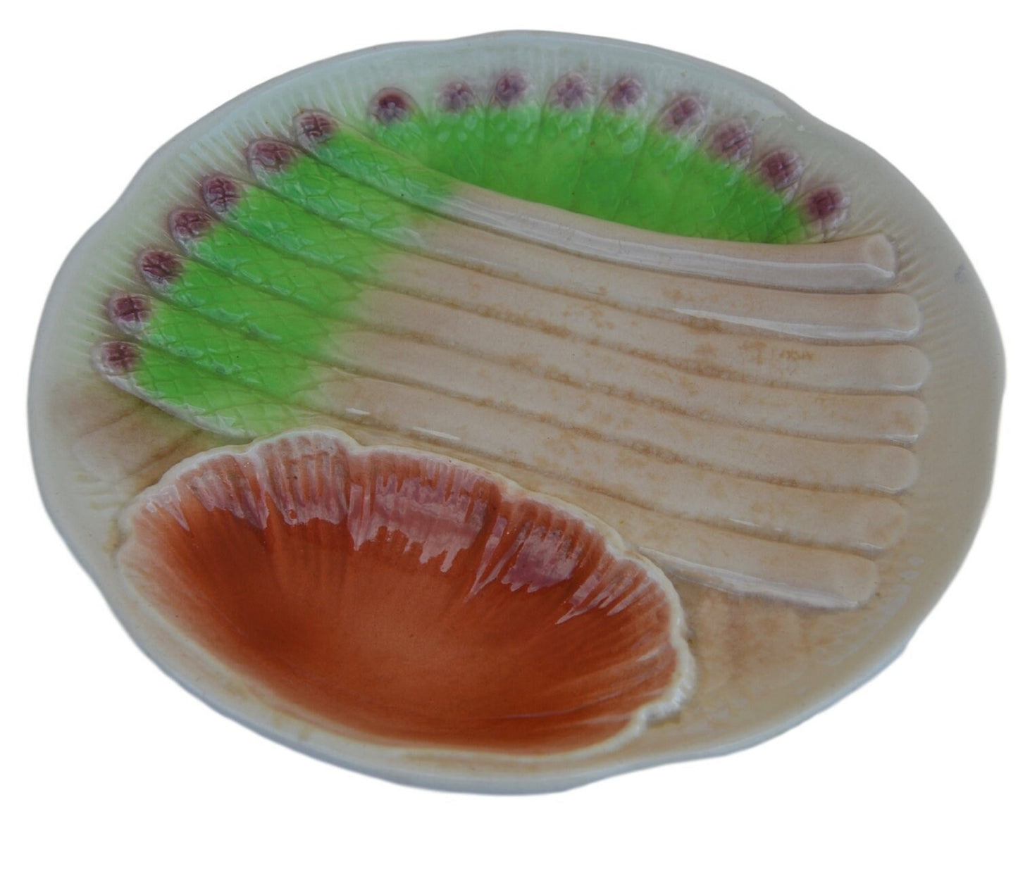 Esdeves Sarreguemines Majolica Asparagus Plates