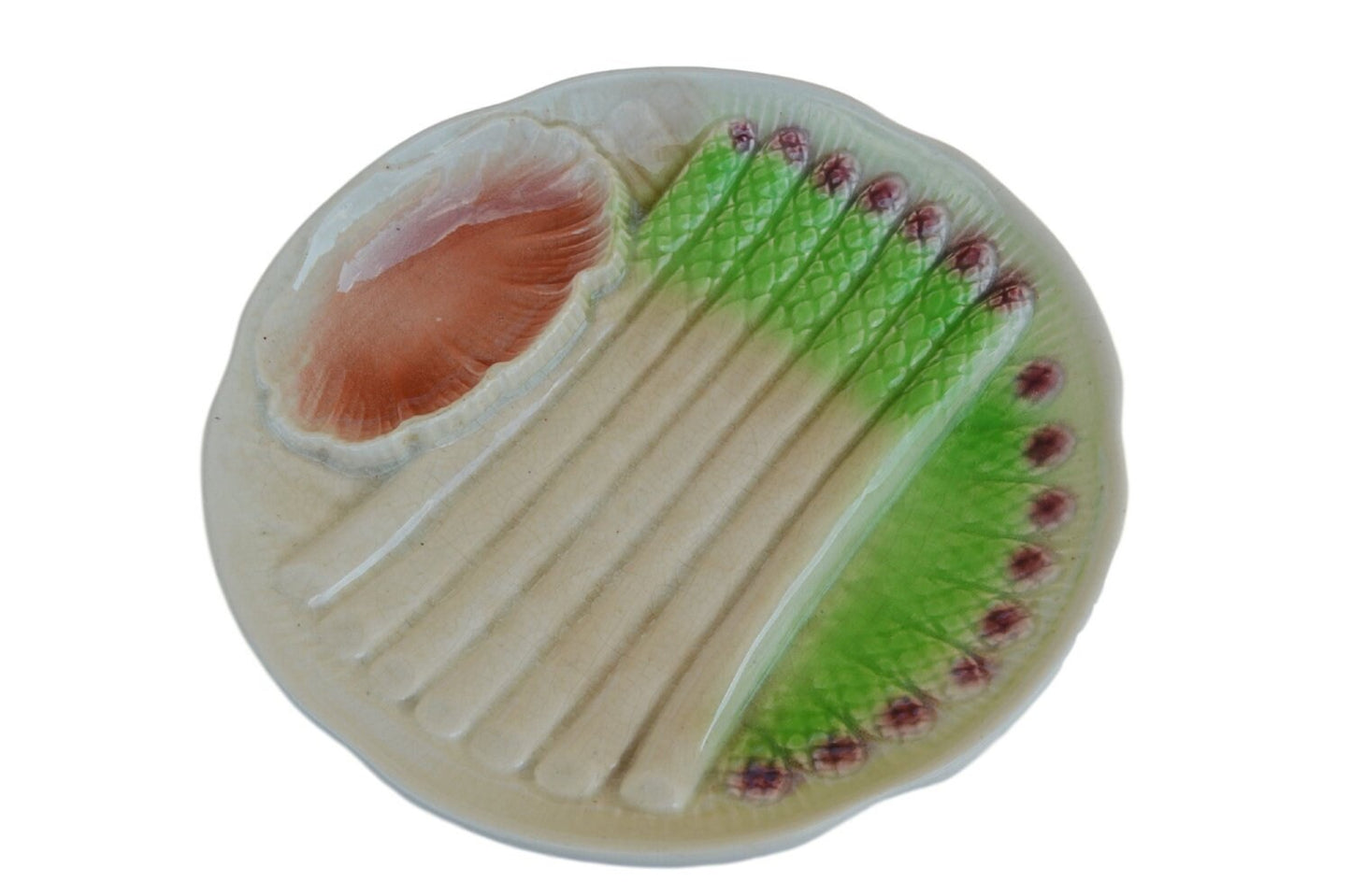 Esdeves Sarreguemines Assiette Asperges Majolique 1