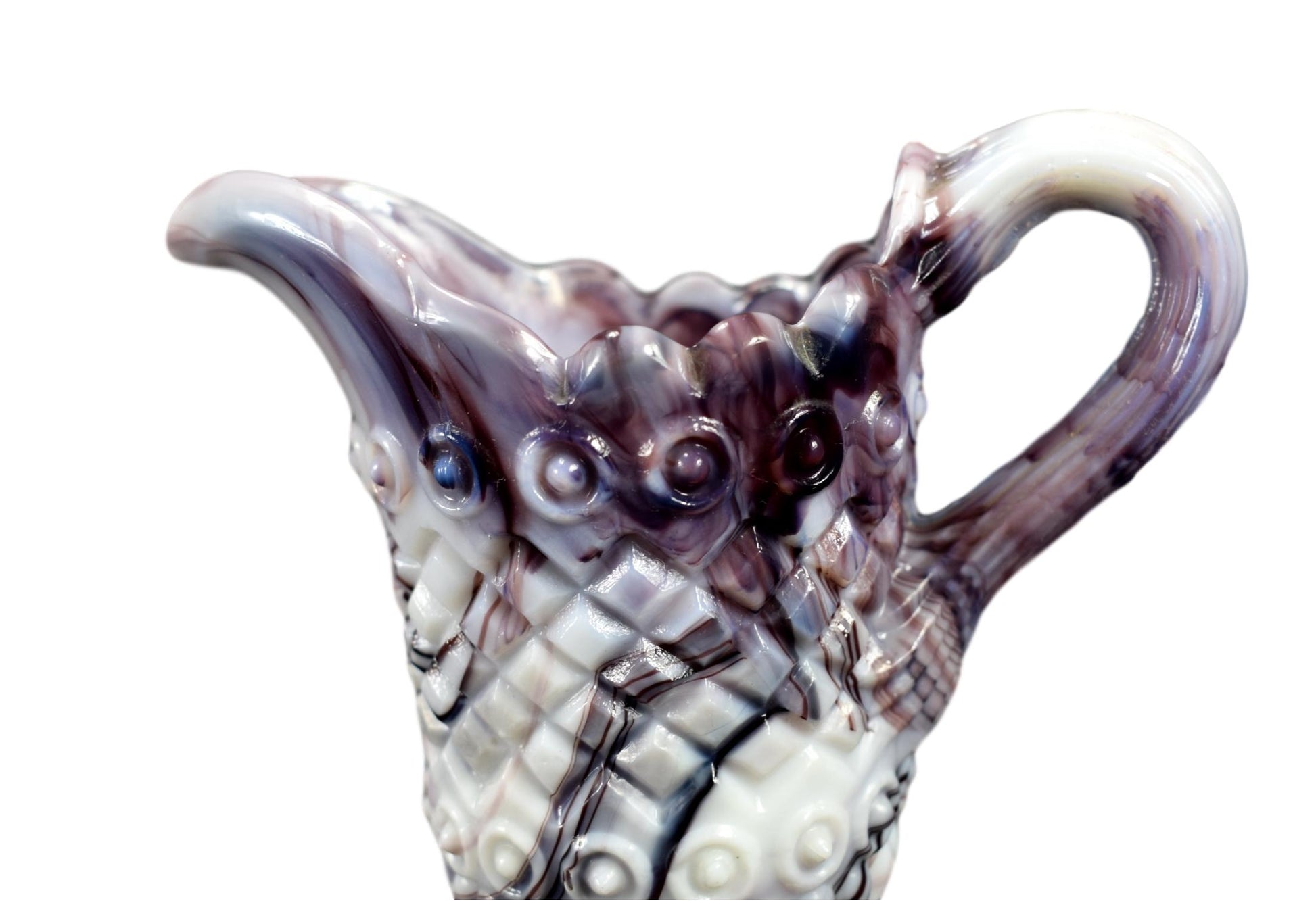 Marbled Purple Opaline Pitchers Cruets - Charmantiques