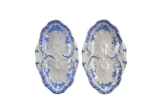 Creil & Montereau Blue Transferware Small Serving Dish Vine Model