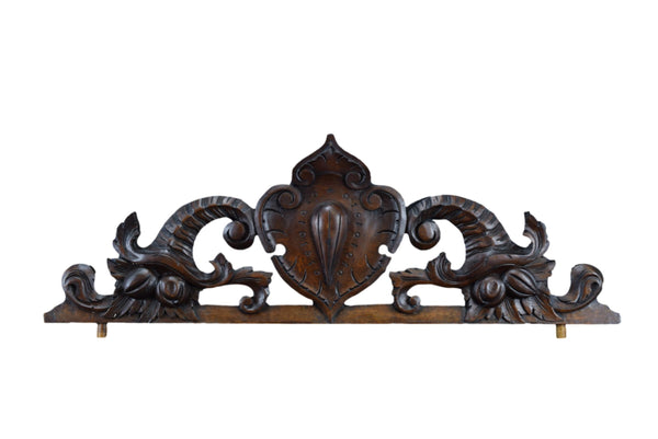 Architectural French Carved Wood Pediment Over Door Cornice Crest