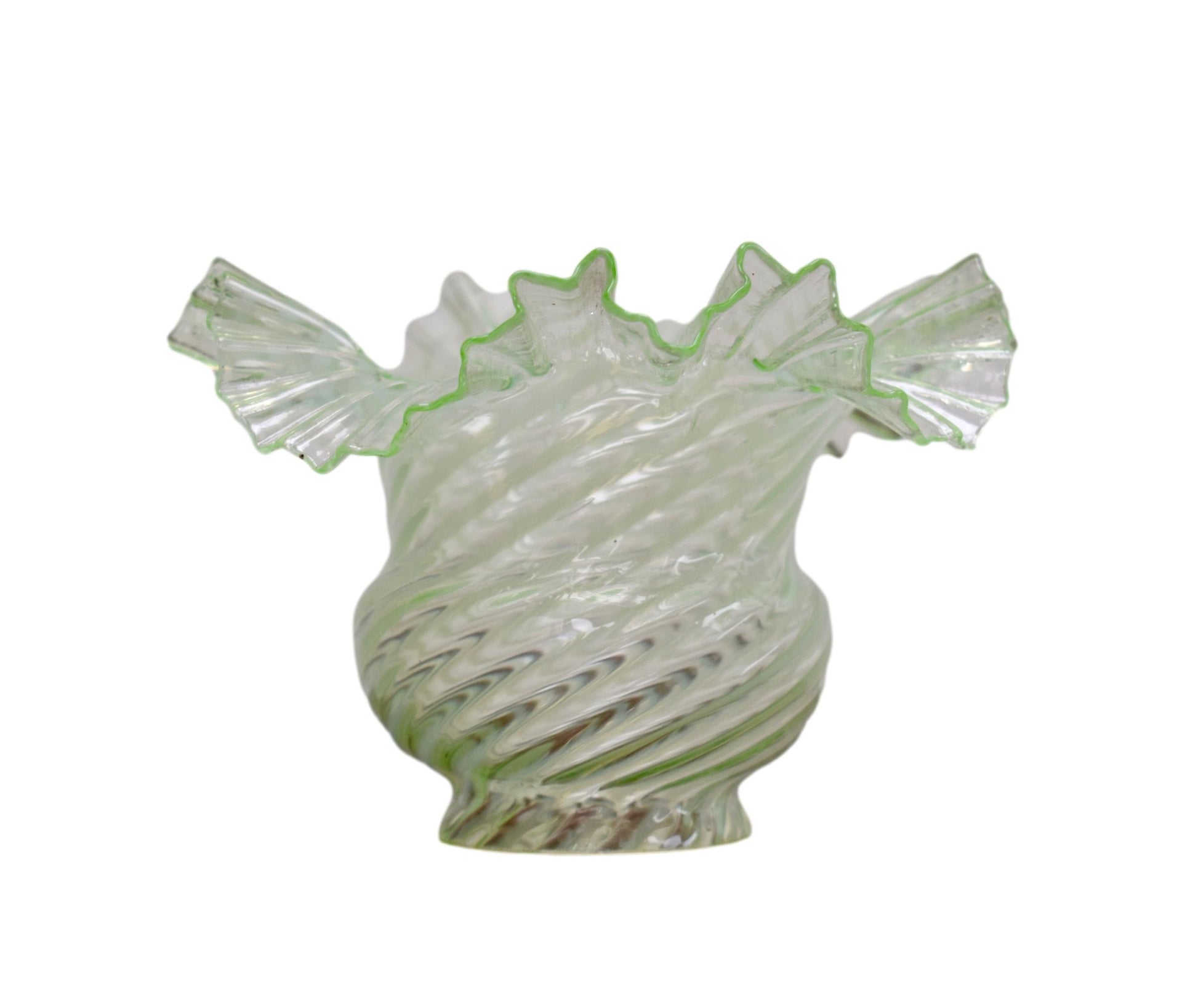 Opalescent Uranium Vaseline Swirl Glass Lamp Shade Kerosene Oil