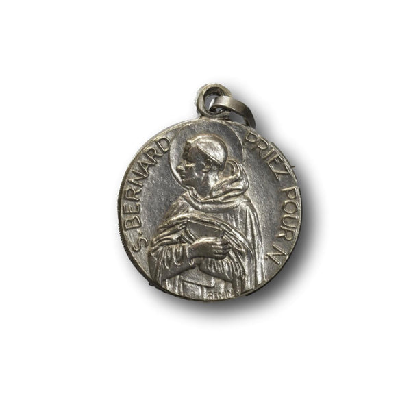 Vintage Saint Bernard Medal Pendant by PENIN Virgin Mary Jesus