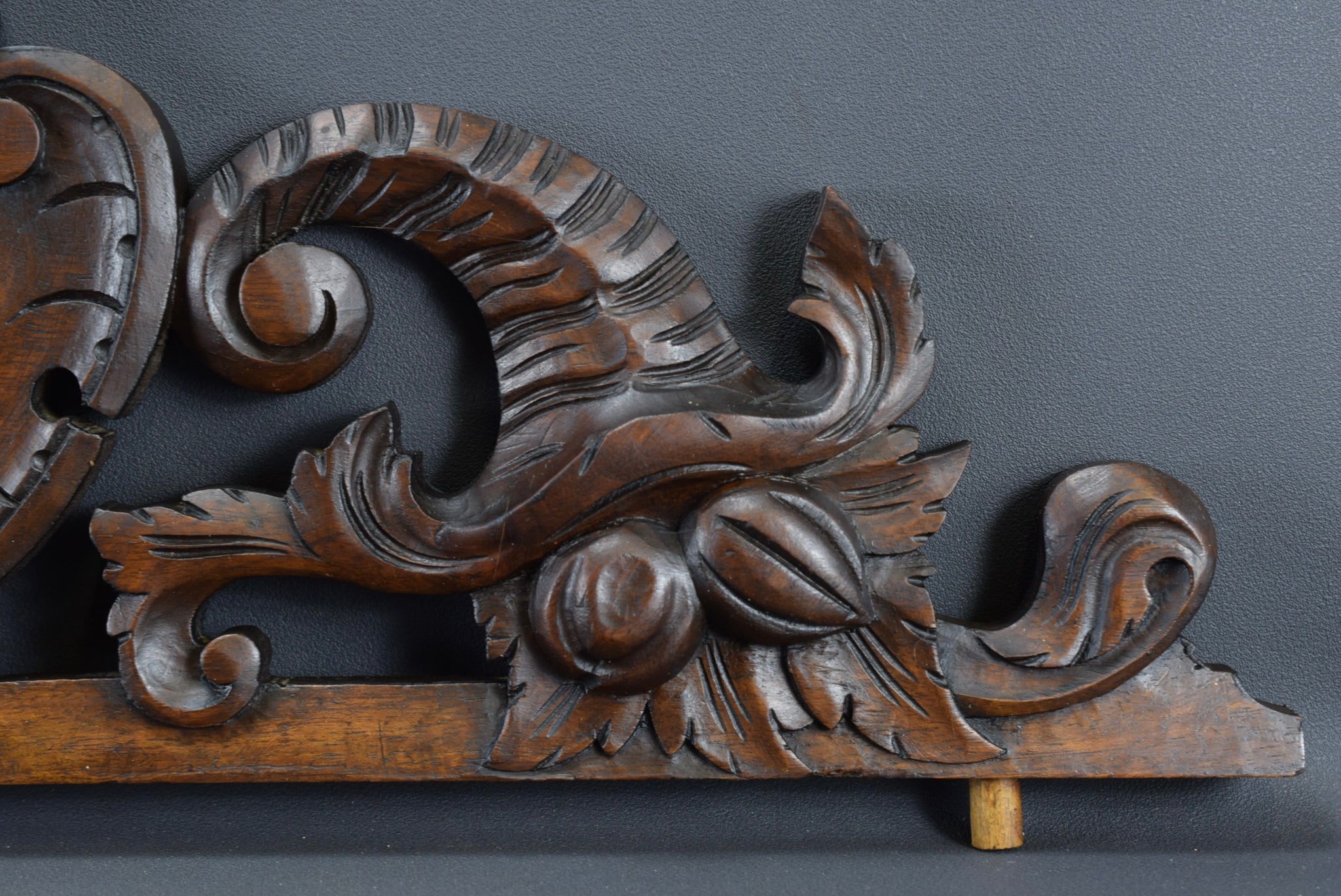 Architectural French Carved Wood Pediment Over Door Cornice Crest