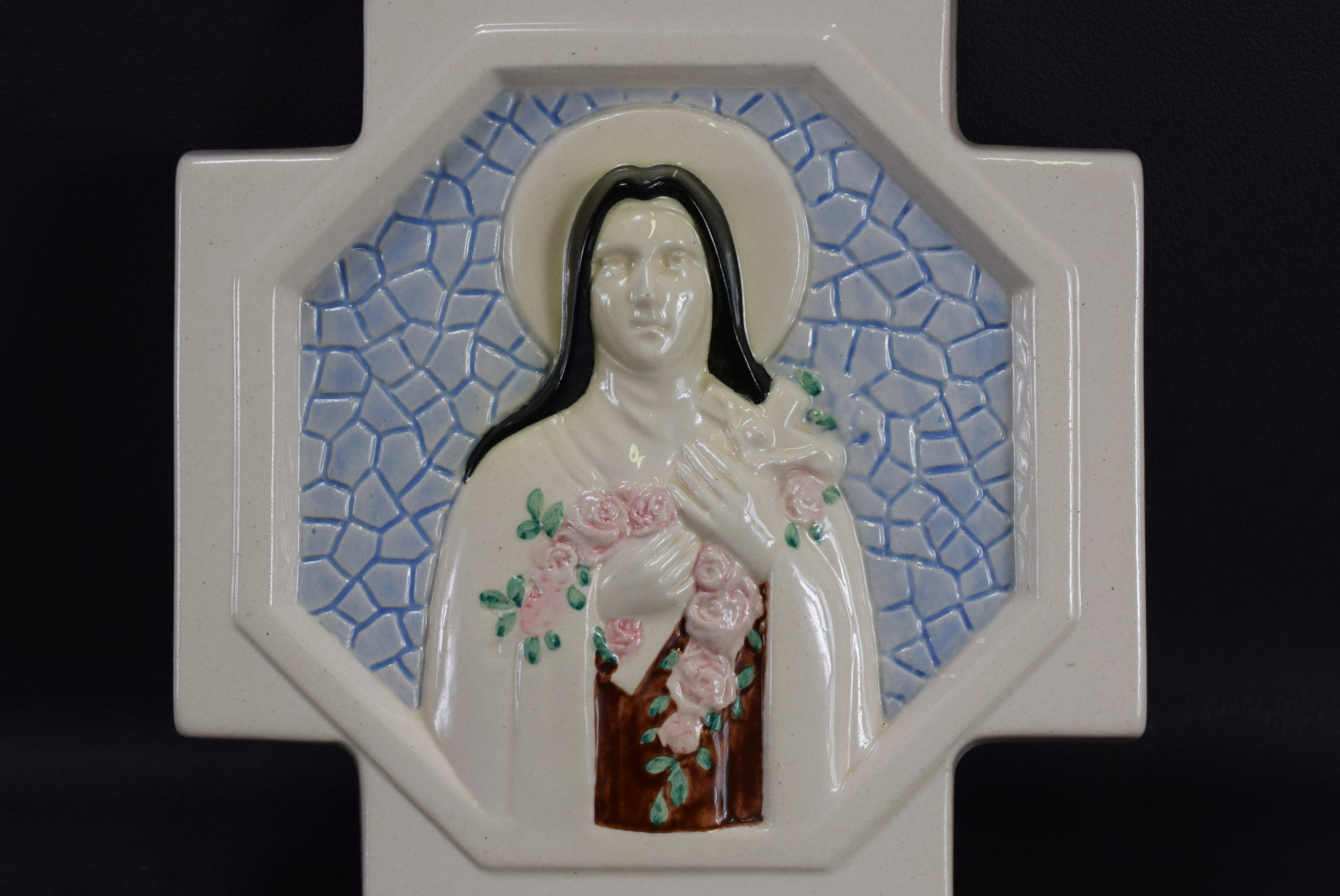 St Teresa Ceramic Plaque by M Caullet Nantard