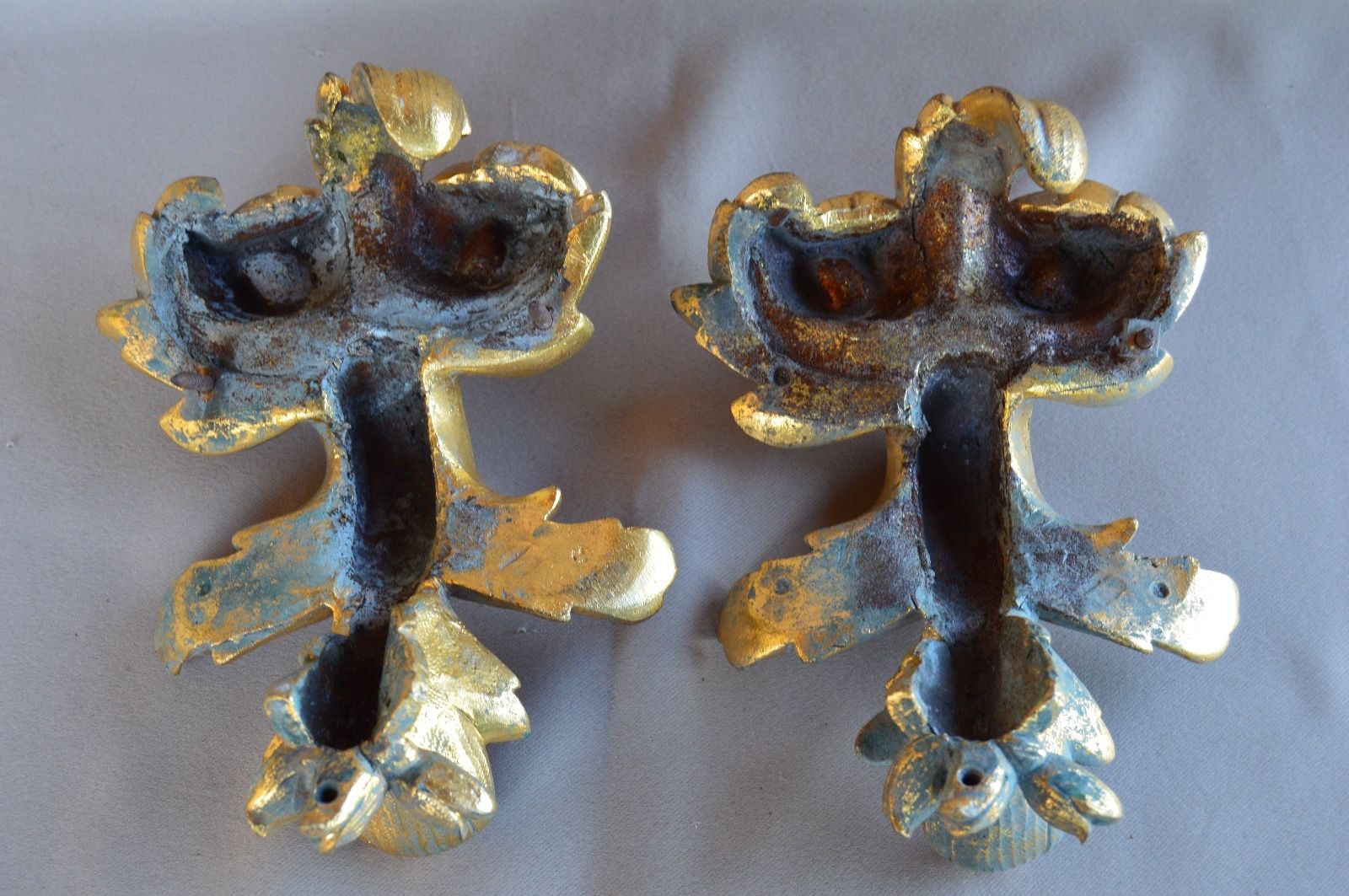 Pair of 18th.c Ormolu Bronze - Charmantiques