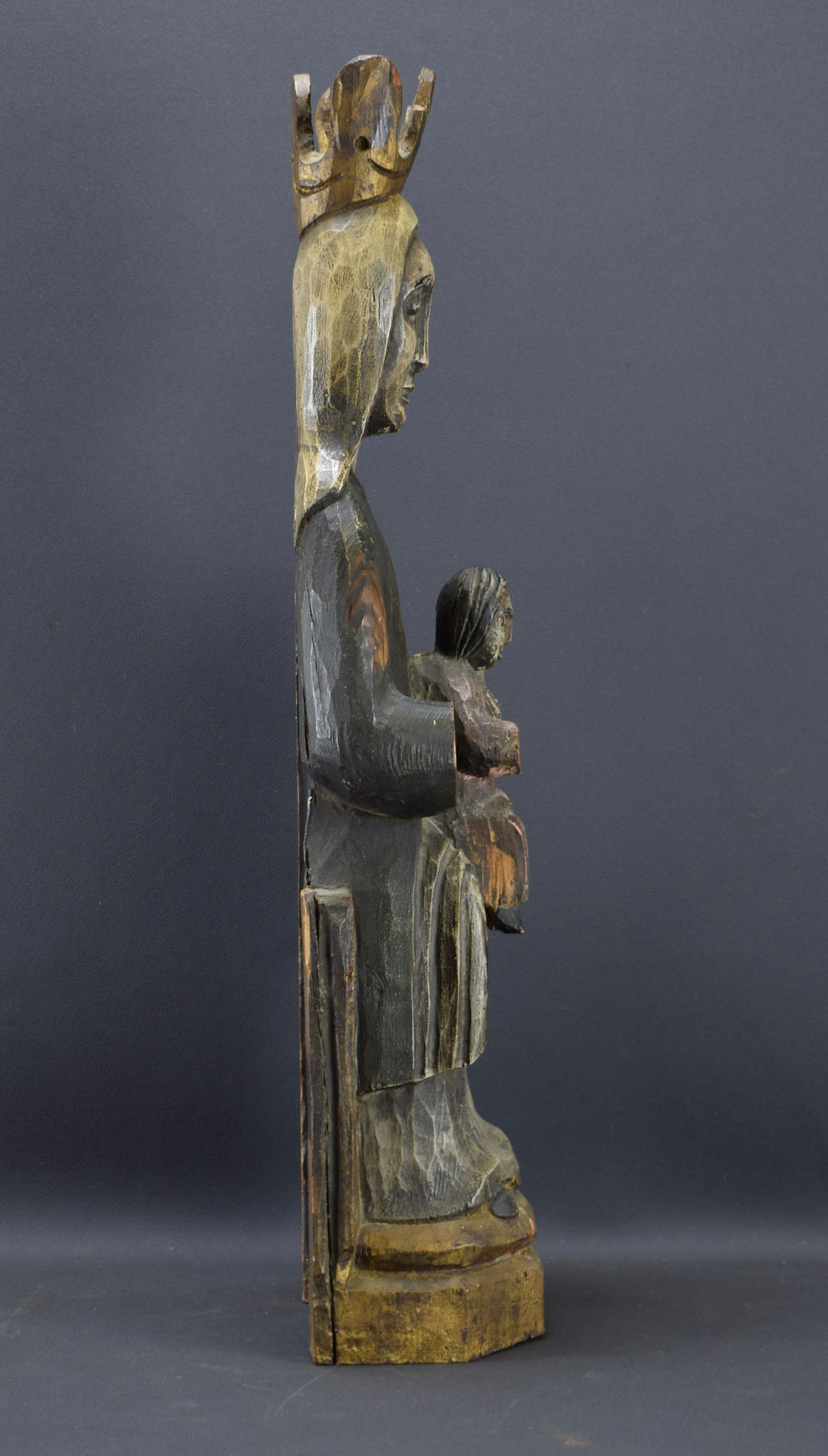 Madonna and Child Large Hand Carved Painted Wood Statue Jesus Mary ...