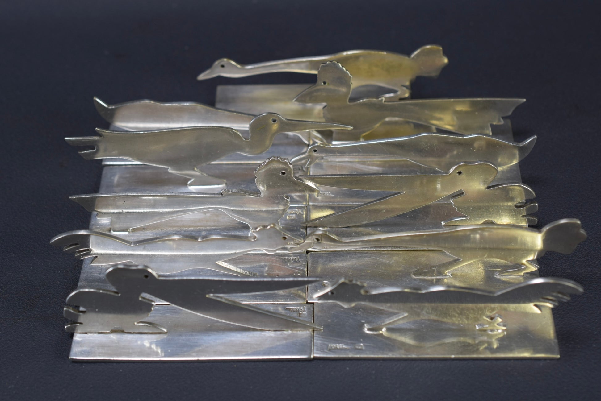 French Art Deco Set Of 11 Birds Animal Knife Rests Holders by YOREL