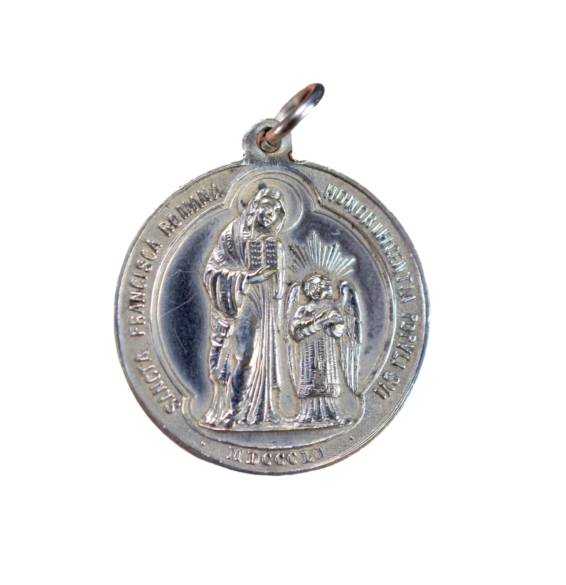 Antique Italian Santa Francesca Romana Medal Pendant