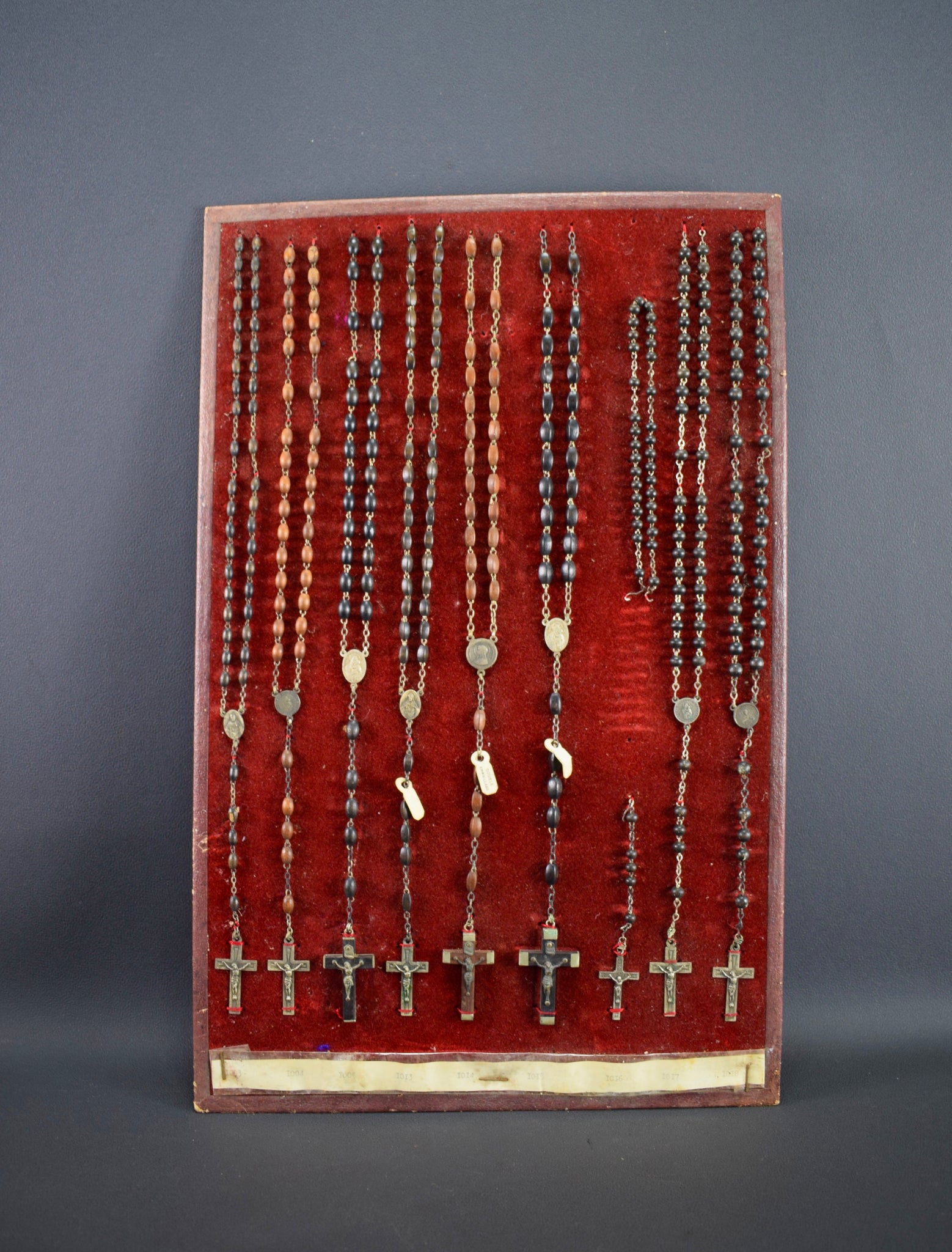 Vintage French Wooden Rosary Display 