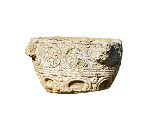 Antique Garden Planter Font Caryatid French Gothic Style Stone 