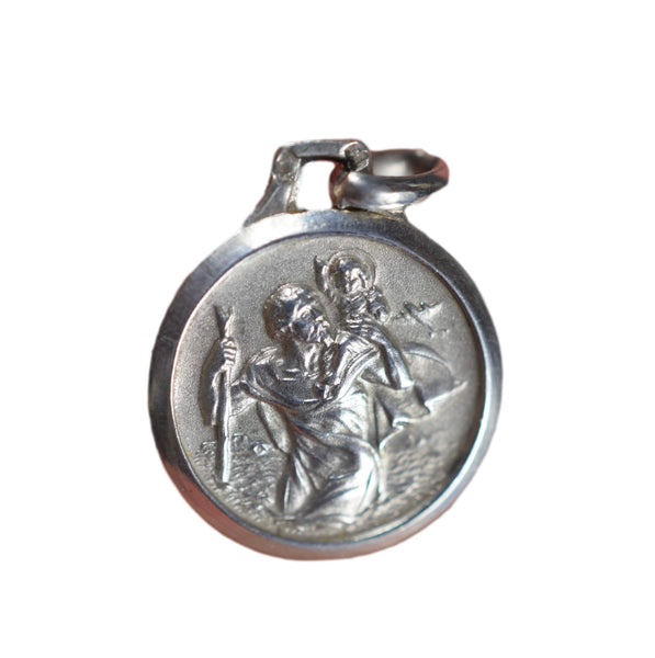 Saint Christopher Sterling Silver Medal Pendant Charm