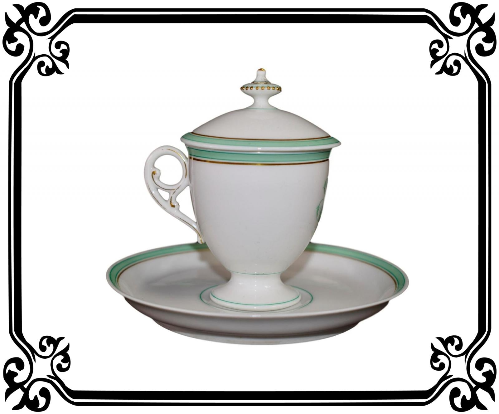 French Porcelain cream pot / cup and saucer of Paris 19th - Saint Honoré Paris N1