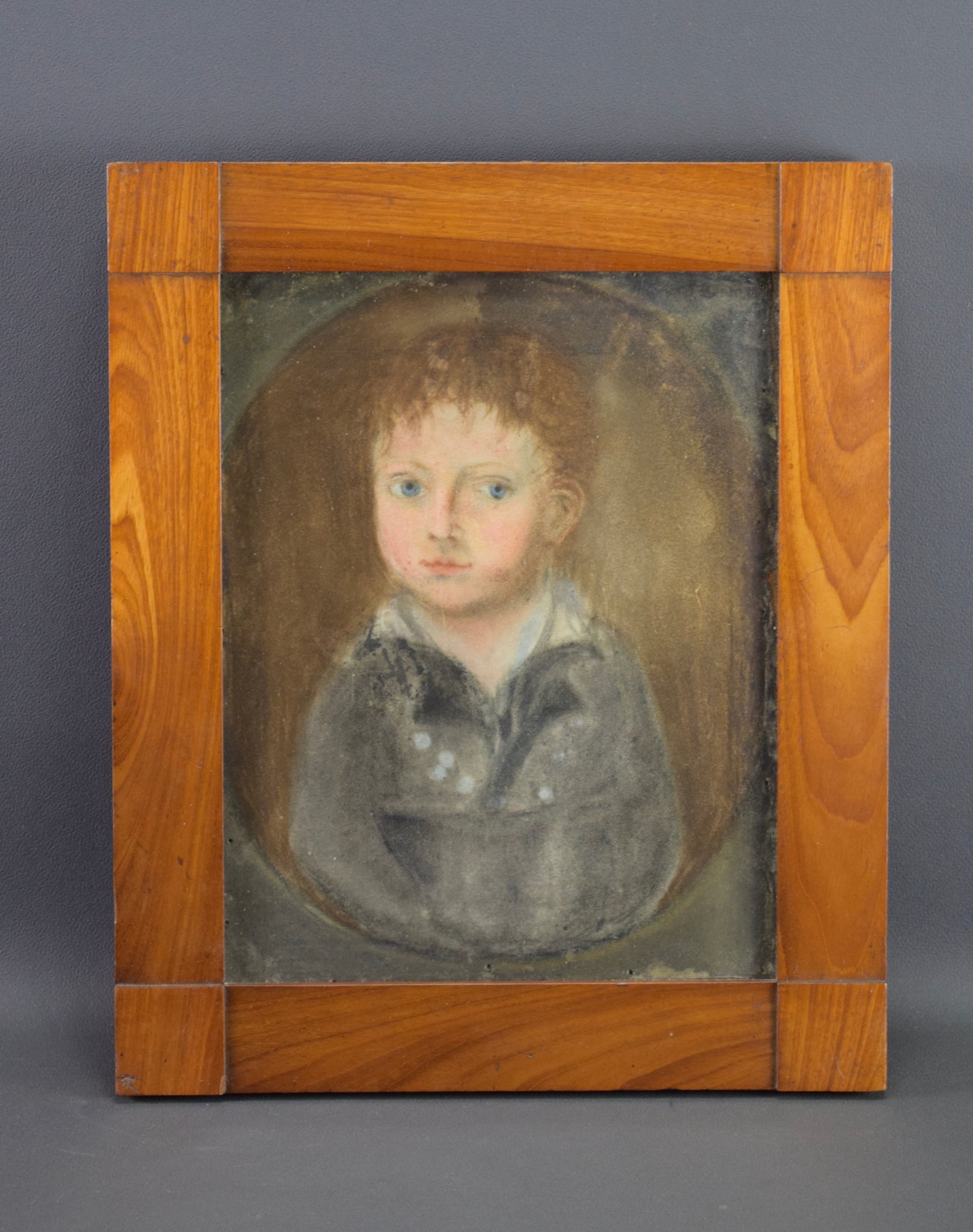 Vintage French Oil Painting Portrait of a Child Empire period 