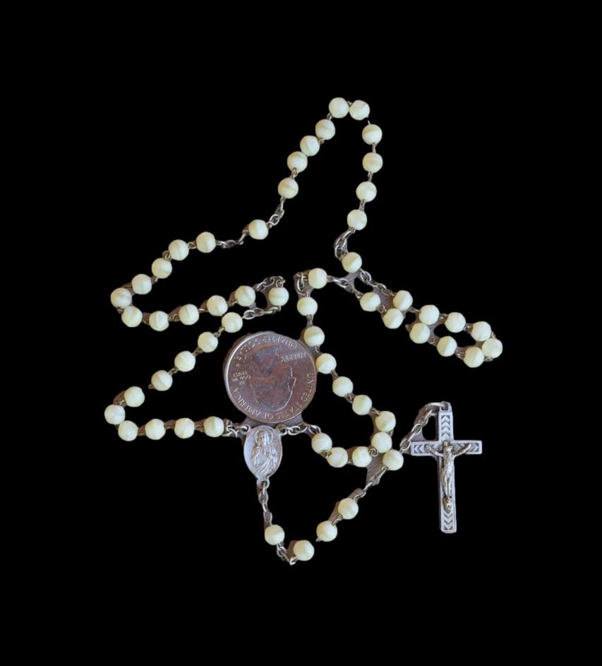 Vintage Mother of Pearl Vintage Rosary Chaplet Scapular Medal
