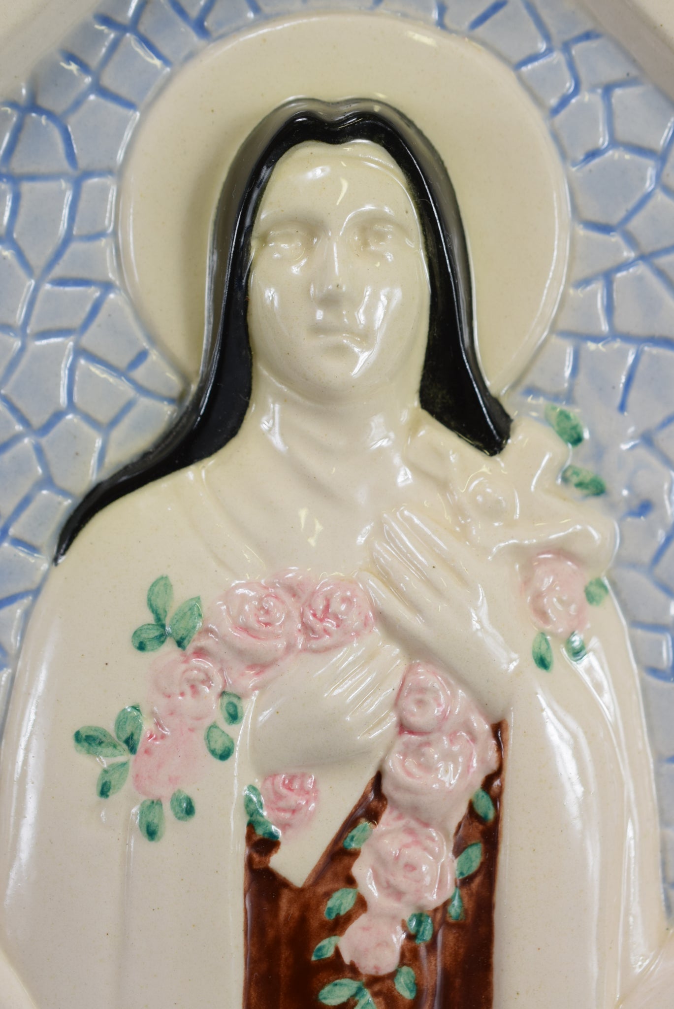 Saint Teresa Infant of Jesus Wall Plaque by Desvres Maria CAULLET NANTARD