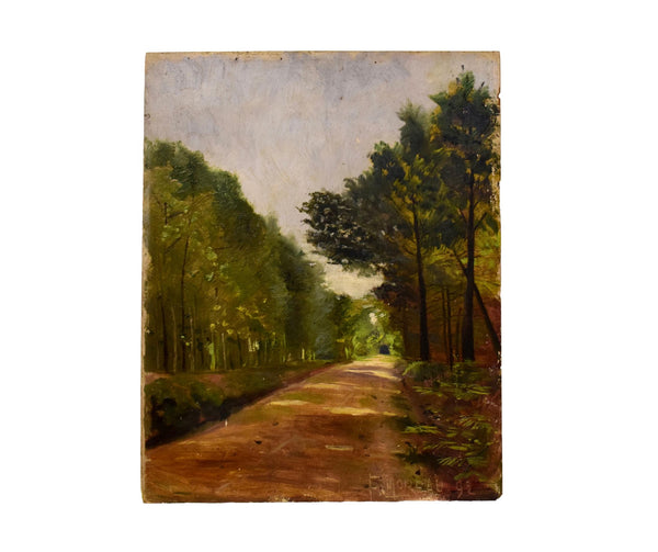 Impressionist Signed Oil Painting Forest 1892 Senart
