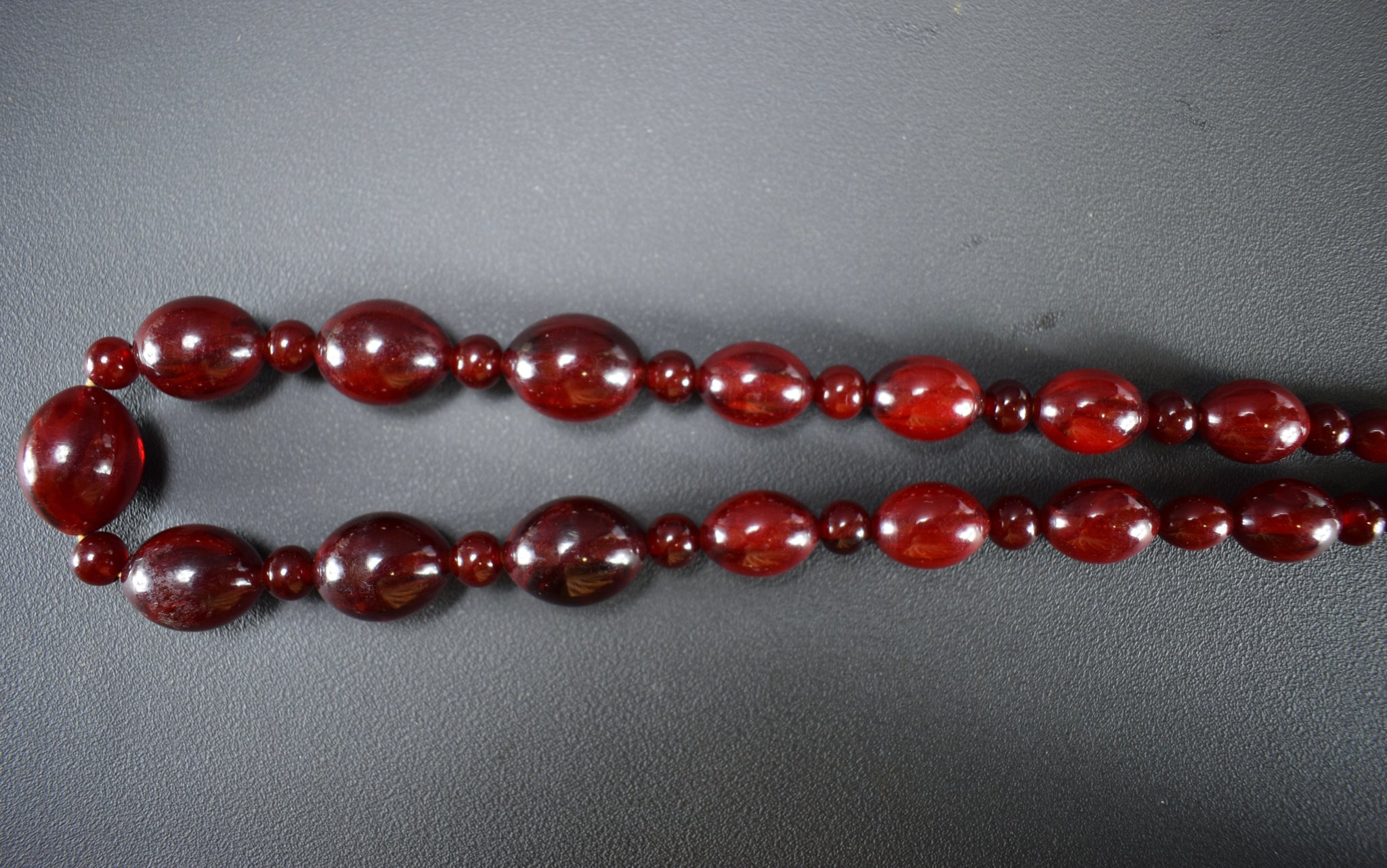 Dark cherry amber teething necklace - baroque polished beads