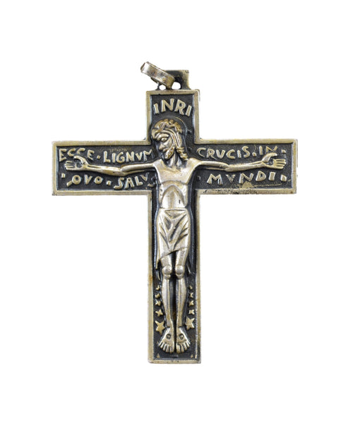 Fernand PY French Vintage Pectoral Silver Cross Crucifix Pendant