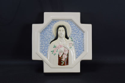 Saint Teresa Infant of Jesus Wall Plaque by Desvres Maria CAULLET NANTARD