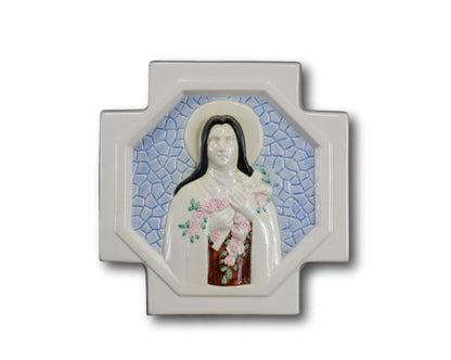Saint Teresa Infant of Jesus Wall Plaque by Desvres Maria CAULLET NANTARD