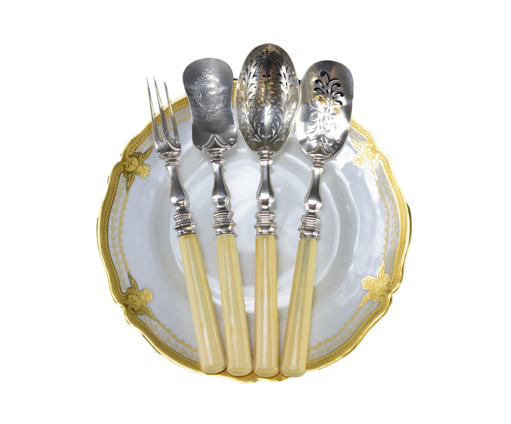Antique French Sterling Silver 4pc Hors d'Oeuvre Implement Set