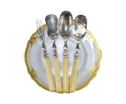 Antique French Sterling Silver 4pc Hors d'Oeuvre Implement Set