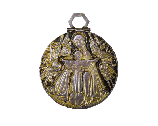 Fernand PY Mary and Jesus Child Bronze Crib Cradle Medal Medallion
