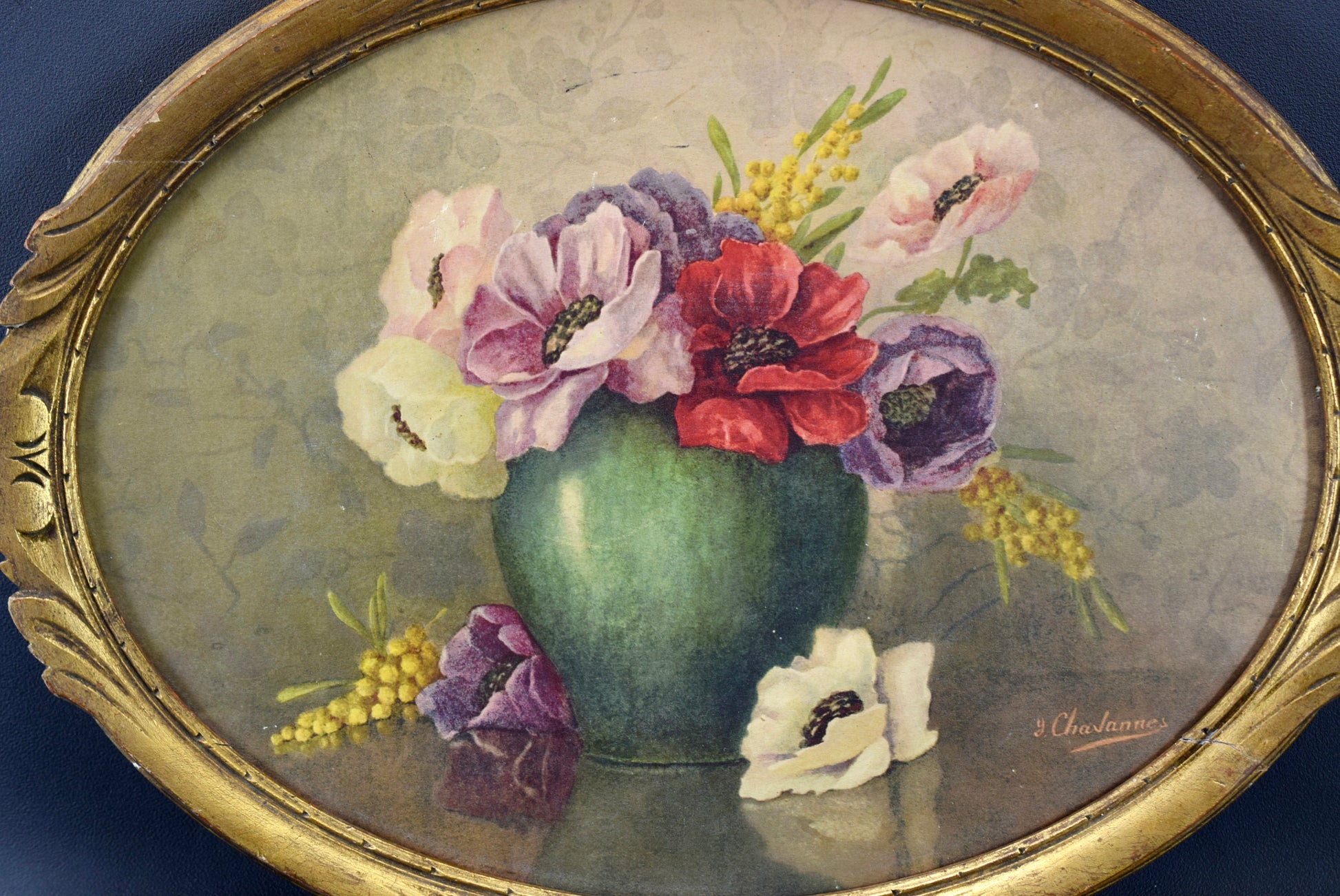 Art Deco Carved Gilt Wood Painting Frame Still Life