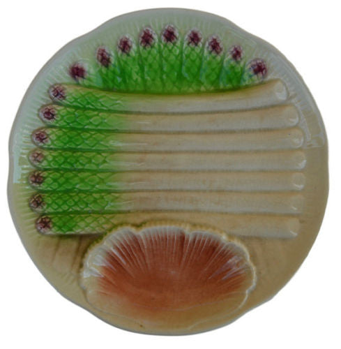 Esdeves Sarreguemines Majolica Asparagus Plate 2 - Charmantiques