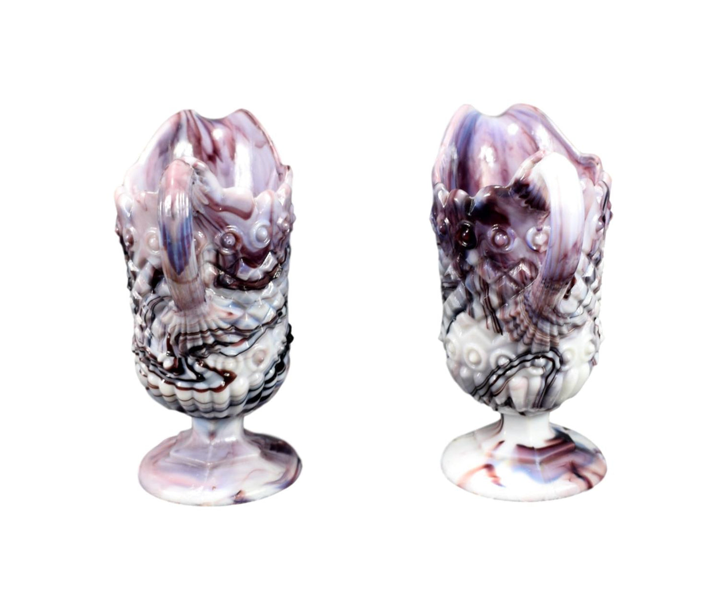 Marbled Purple Opaline Pitchers Cruets - Charmantiques
