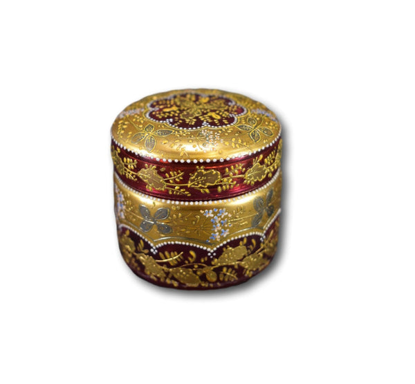 Moser Cranberry Glass Box - Charmantiques