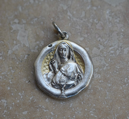 Médaille de communion Art Nouveau avec Marie