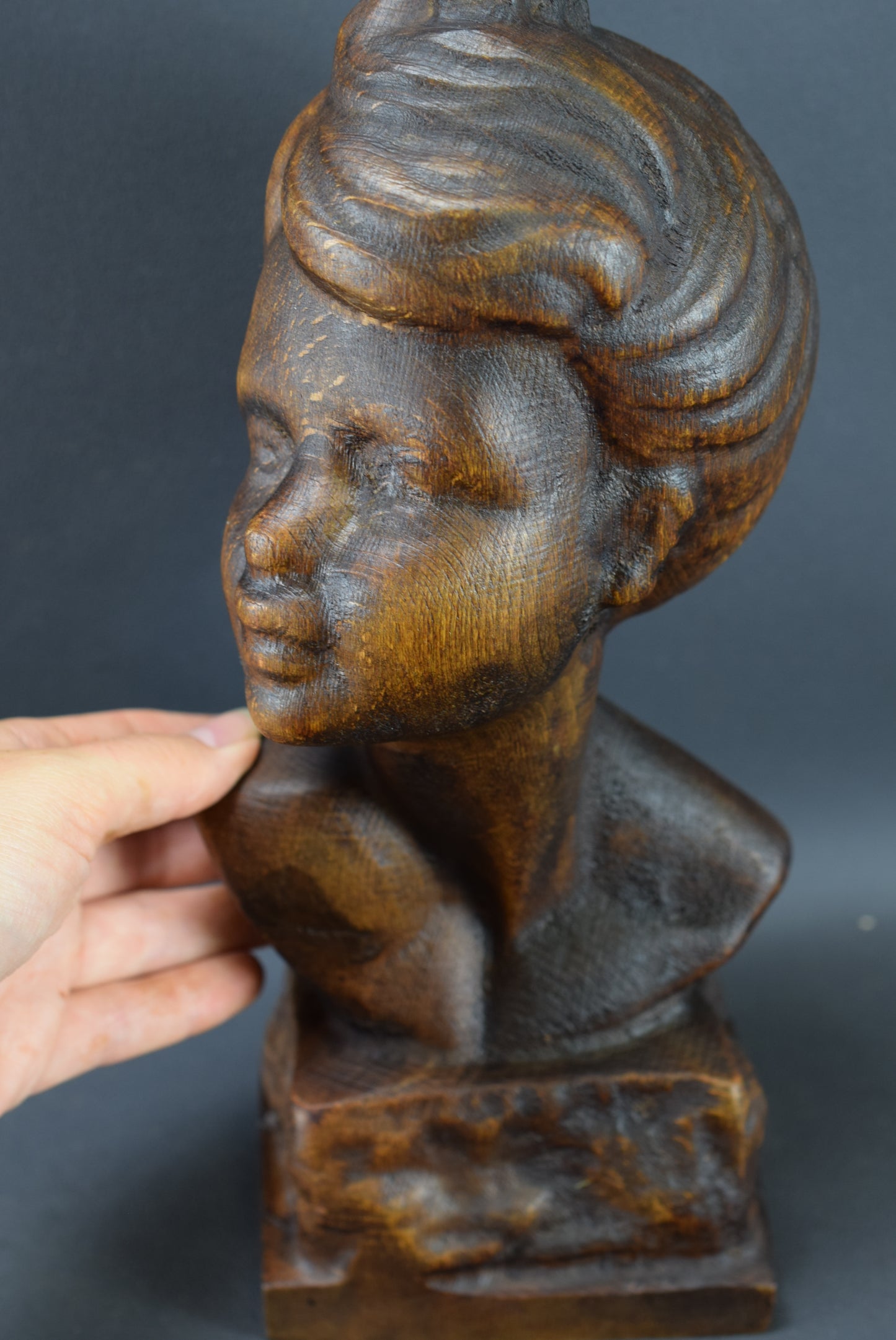 Carved Wood Bust