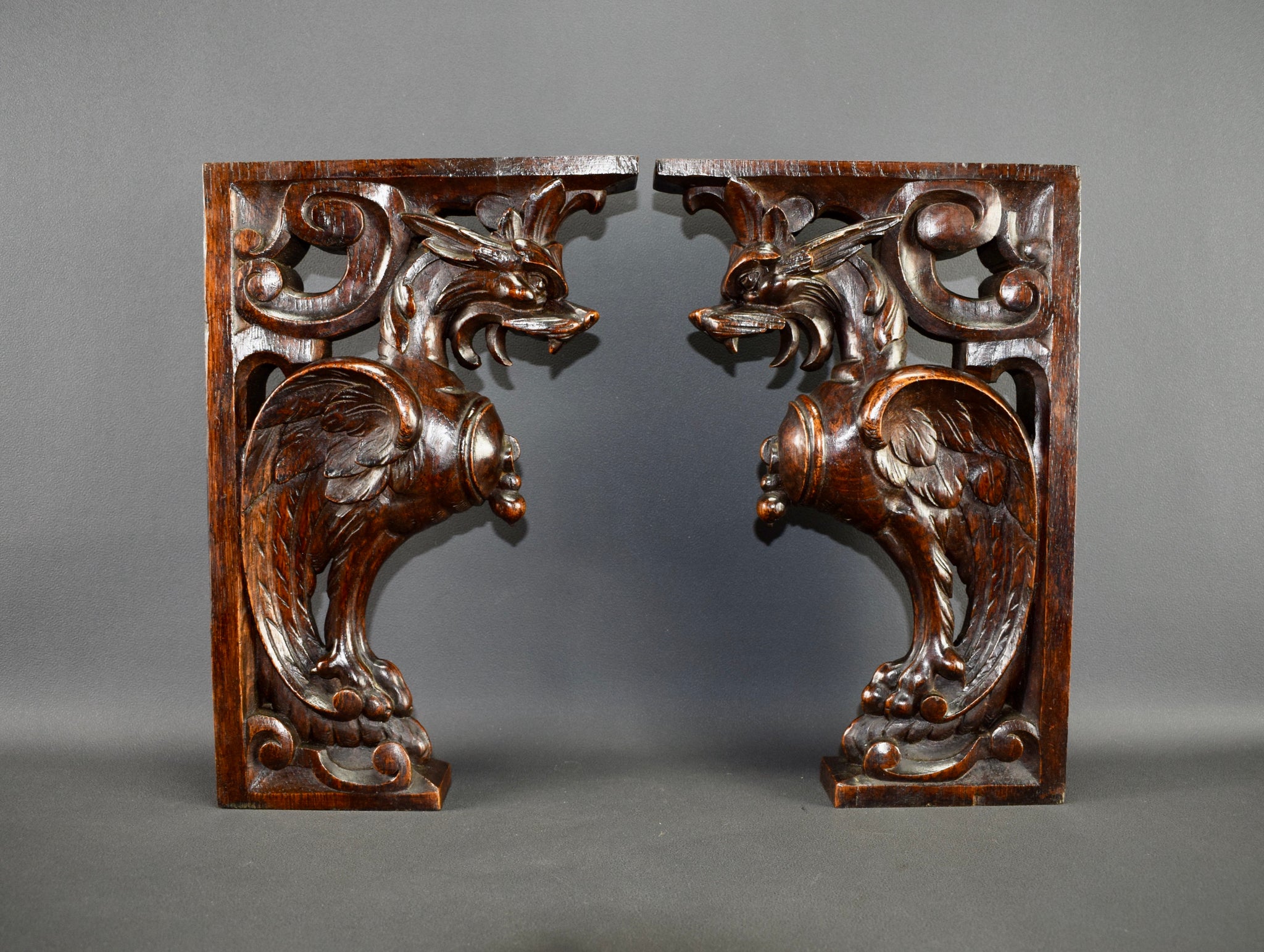 Carved Wooden Console Chimera