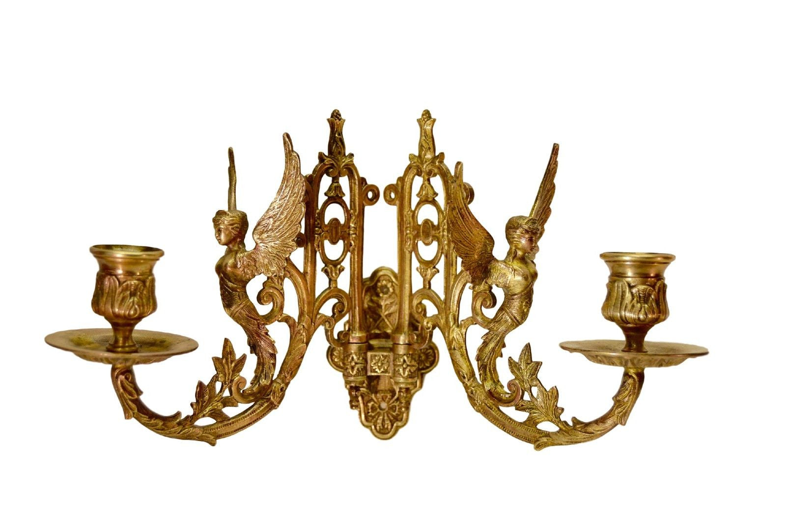 Empire Bronze Pair of Wall Sconces - Charmantiques