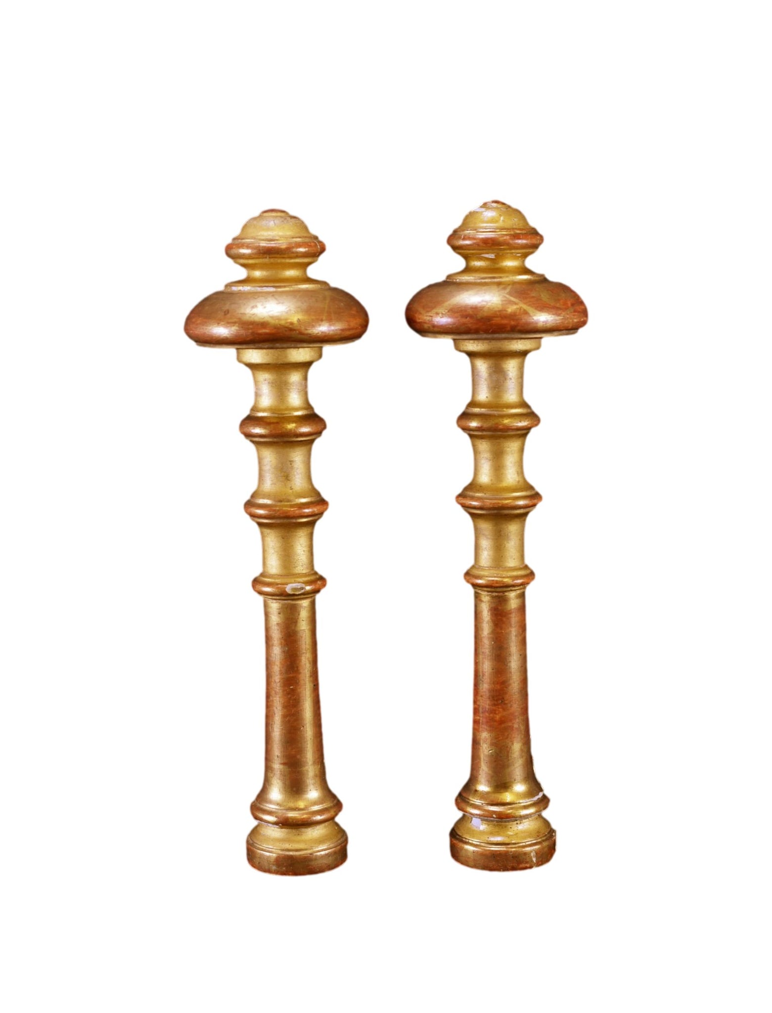 French 19th Century Turned Wood Candlesticks - a Pair